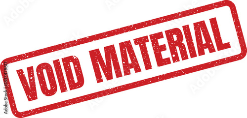 Grungy red rectangular seal displaying the crucial void material text with an authentic textured effect
