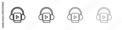 Audiobook icon, thin line symbols. eps 10 vector