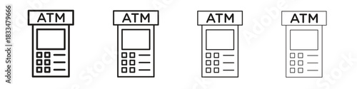 Atm icon, thin line symbols. eps 10 vector