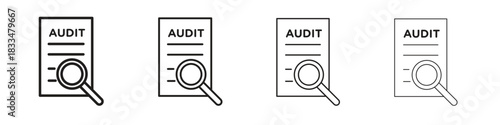 Audit report icon, thin line symbols. eps 10 vector