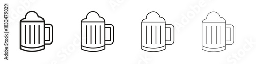Beer mug icon, thin line symbols. eps 10 vector