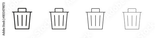 Bin icon, thin line symbols. eps 10 vector