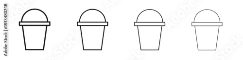 Bucket icon, thin line symbols. eps 10 vector