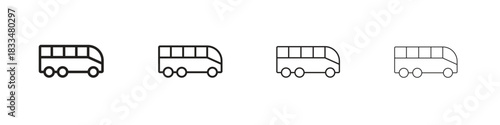Bus icon, thin line symbols. eps 10 vector