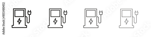 Charging station icon, thin line symbols. eps 10 vector