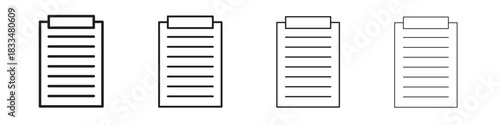 Clipboard icon, thin line symbols. eps 10 vector