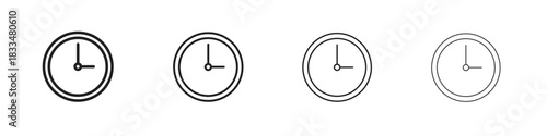 Clock icon, thin line symbols. eps 10 vector