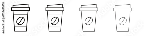 coffee cup icon, thin line symbols. eps 10 vector