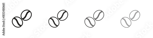 Coffee Bean icon, thin line symbols. eps 10 vector
