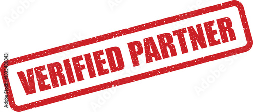 Grungy textured rubber stamp mark prominently displaying the words VERIFIED PARTNER for confirming trusted collaborations and official alliances