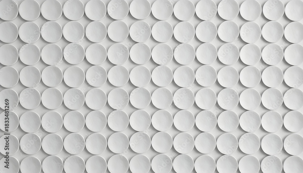 Naklejka premium Close-up view of a textured white surface, composed of numerous overlapping circular shapes.