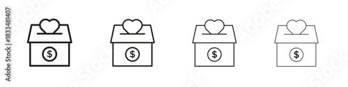 Donations icon, thin line symbols. eps 10 vector