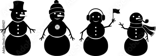 spooky snowman characters silhouette
