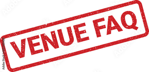 Official frequently asked questions stamp featuring a textured appearance for venue related information and inquiries