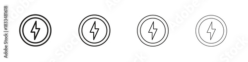 Electricity icon, thin line symbols. eps 10 vector