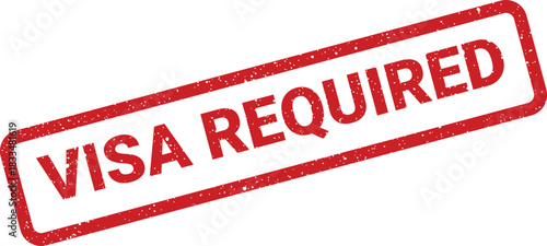 Official immigration visa required stamp symbol with a distressed grunge texture indicating entry conditions