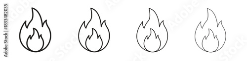 Fire icon, thin line symbols. eps 10 vector