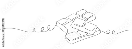 Broken chocolate bars in one continuous line single line art style vector illustration. Editable stroke.
