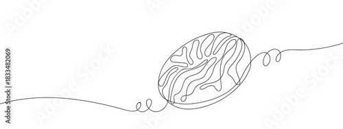 Donuts with melted chocolate in one continuous line. single line art style vector illustration. Editable stroke.