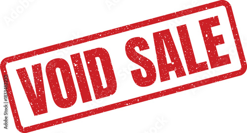 Rectangular grunge rubber stamp with VOID SALE text, signifying an official cancellation of a commercial transaction or purchase