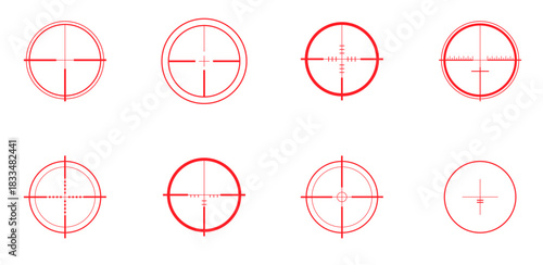 Flat red crosshair collection for digital design