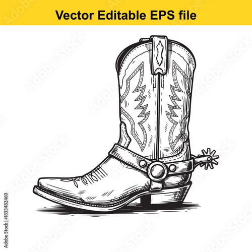 black and white vector illustration of a cowboy riding a bucking bronco horse with arms raised in excitement, isolated on white background