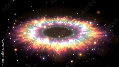 Celestial Kaleidoscope: An artistic rendition unveils a vibrant, colorful galaxy, its swirling arms adorned with twinkling stars, creating a stunning cosmic spectacle.