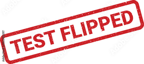 Red grunge rubber stamp impression with the word flipped, suggesting a change in state or reversal