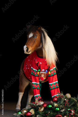 Christmas Horse Mini Miniature ugly sweater