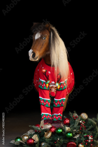 Christmas Horse Mini Miniature ugly sweater