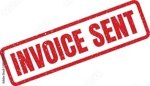 Red rectangular stamp with distressed texture indicating an invoice has been sent, used for financial document tracking