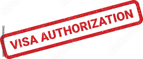 Red rubber stamp graphic displaying visa authorization, confirming official permission for entry