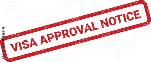 Red rubber stamp graphic showing a visa approval notice, indicating official status for travel documents