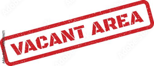 Red textured rectangular rubber stamp impression displaying the bold capital letters VACANT AREA for various official uses