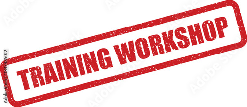 Stamped text graphic displaying TRAINING WORKSHOP in a red grunge style, indicating an educational event or learning session