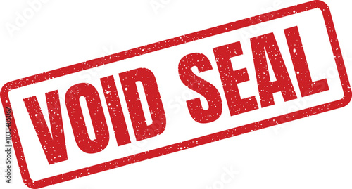 Textured grunge effect rubber stamp impression displaying the VOID SEAL message for official document cancellation or validation notices