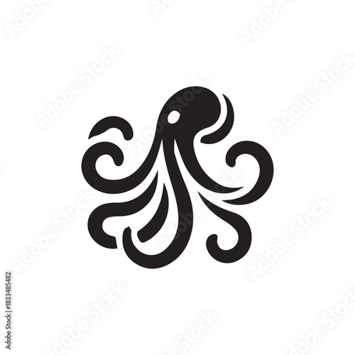 minimalist octopus logo on white background