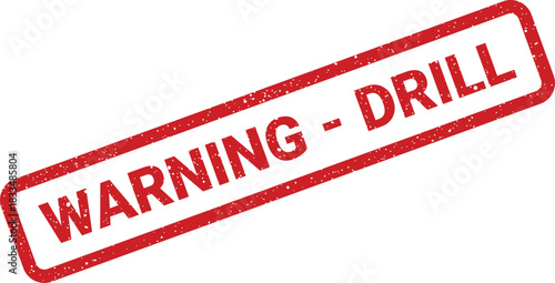Textured rectangular label with bold uppercase WARNING DRILL text, conveying an urgent safety message for various applications