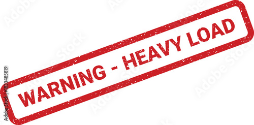Textured rectangular label with bold uppercase WARNING HEAVY LOAD text, cautioning about significant weight and careful handling