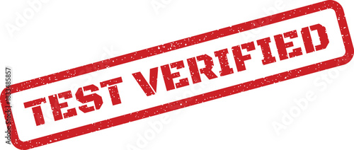 Textured rectangular rubber stamp indicating a verified test status for formal documentation, audit trails, and quality assurance protocols