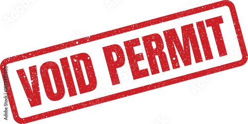 Textured rectangular rubber stamp with bold uppercase text VOID PERMIT applied to signify cancellation or invalidation