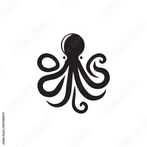 minimalist octopus logo on white background
