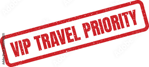 Textured rectangular symbol displaying VIP TRAVEL PRIORITY text indicating expedited service or preferred access