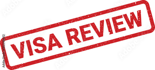 Textured rubber stamp indicating immigration visa review status for pending official document processing