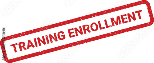 Textured rubber stamp vector illustrating TRAINING ENROLLMENT status, suitable for educational or corporate program registration