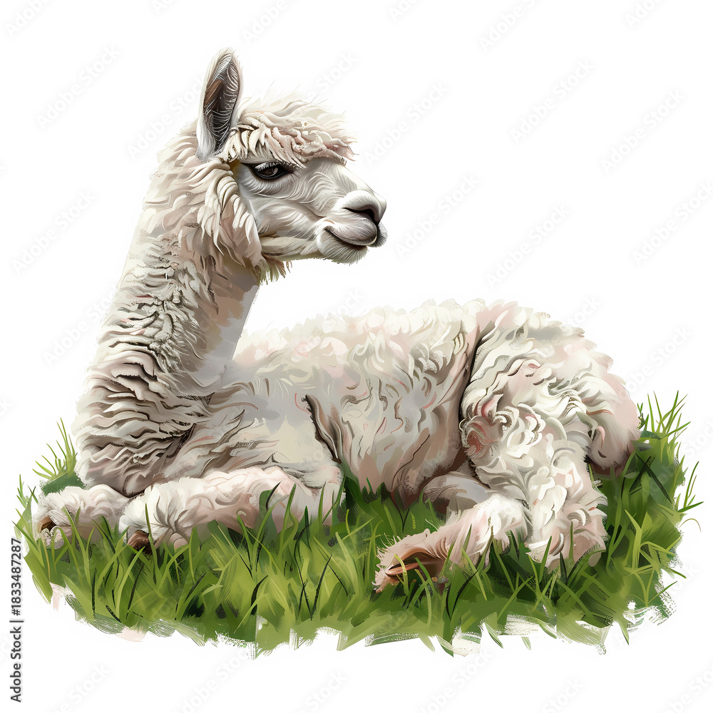 Naklejka premium Relaxing Alpaca - Pastel Illustration
