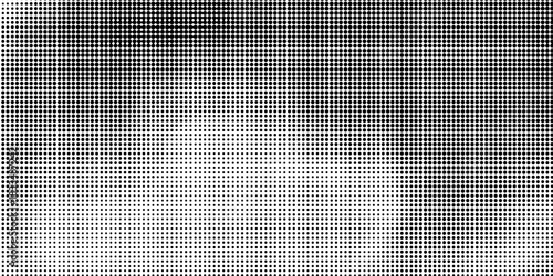 Black halftone wave background. Abstract grainy fluid texture. Dotted curved dot flow wallpaper. Grit swoosh overlay element for poster, banner, brochure, flyer, leaflet, template. Vector backdrop