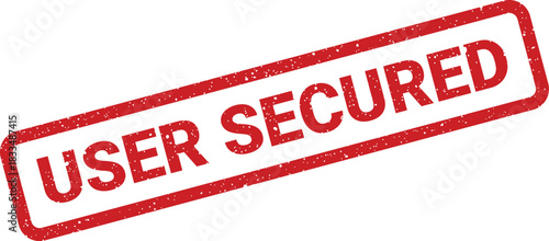Vector graphic of a grunge red stamp with USER SECURED message for digital security confirmations and alerts
