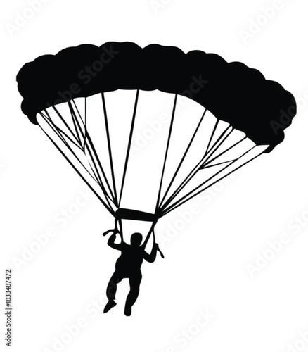 paraglider silhouette on black background