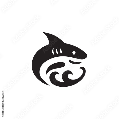 minimalist shark logo on white background
